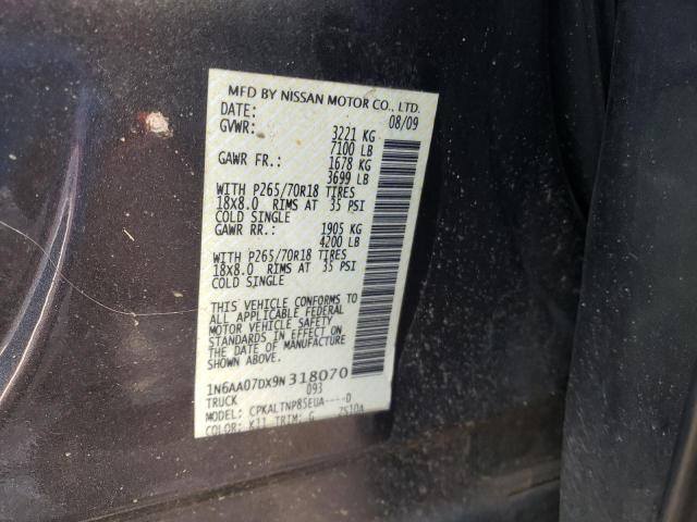 1N6AA07DX9N318070 - 2009 NISSAN TITAN XE GRAY photo 13