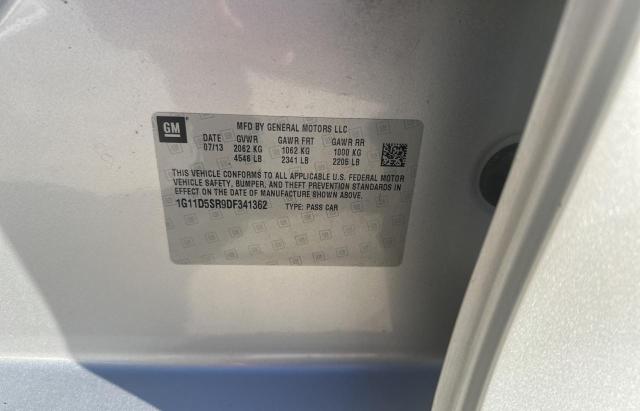 1G11D5SR9DF341362 - 2013 CHEVROLET MALIBU 1LT 银色 照片 10