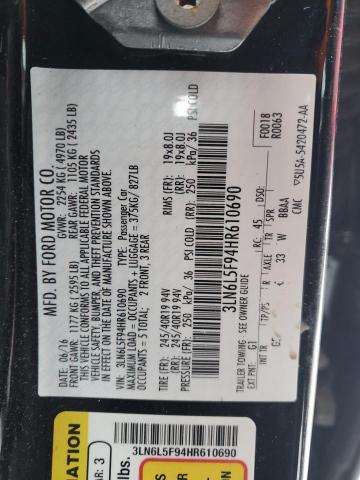 3LN6L5F94HR610690 - 2017 LINCOLN MKZ RESERVE შავი ფოტო 12