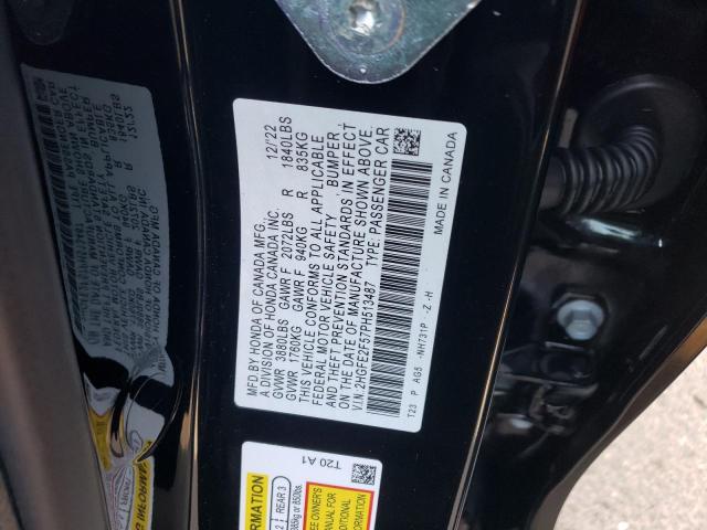 2HGFE2F57PH513487 - 2023 HONDA CIVIC SPORT 黑色 照片 12