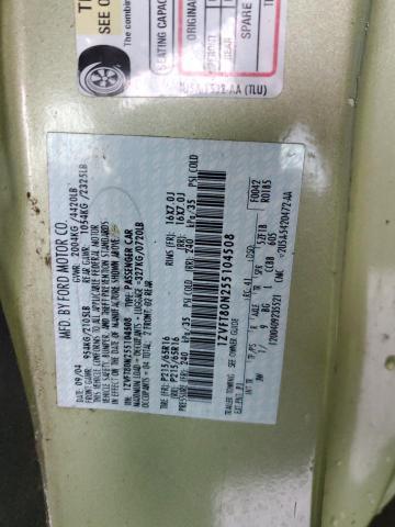 1ZVFT80N255104508 - 2005 FORD MUSTANG GREEN photo 12