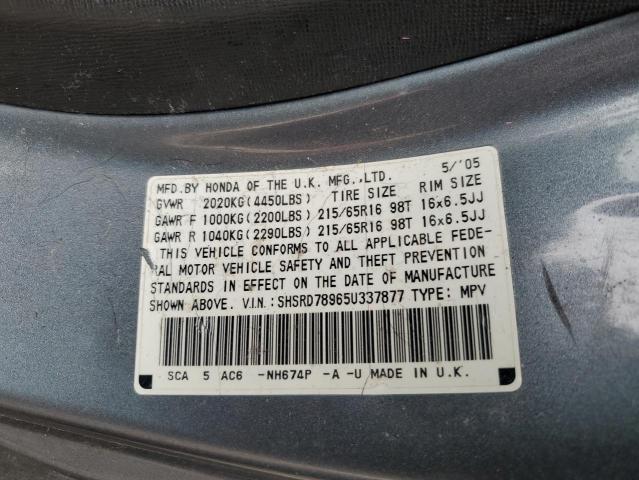 SHSRD78965U337877 - 2005 HONDA CR-V SE SILVER photo 12