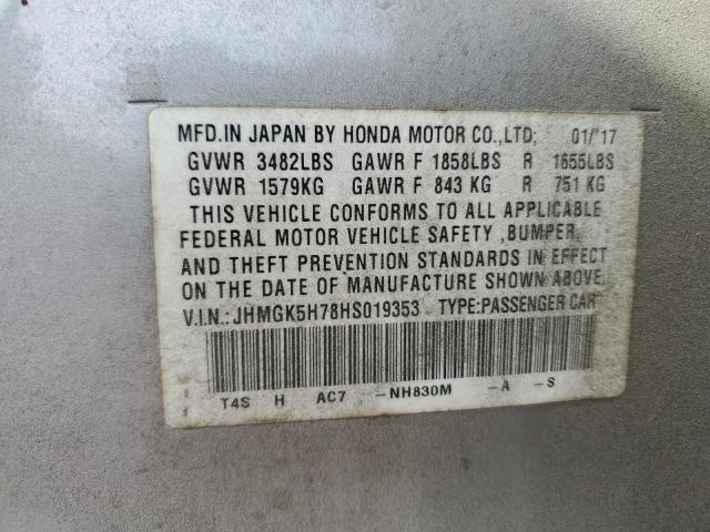 JHMGK5H78HS019353 - 2017 HONDA FIT EX SILVER photo 13