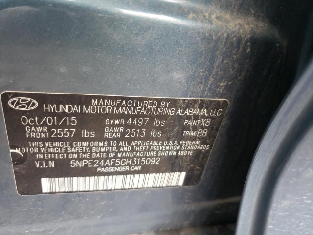 5NPE24AF5GH315092 - 2016 HYUNDAI SONATA SE BLUE photo 12