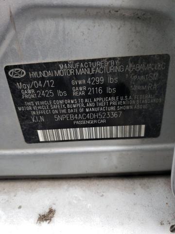 5NPEB4AC4DH523367 - 2013 HYUNDAI SONATA GLS SILVER photo 13