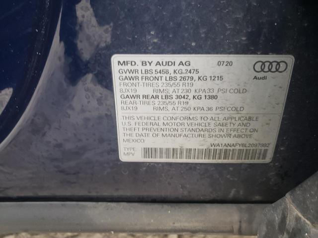 WA1ANAFY6L2097992 - 2020 AUDI Q5 PREMIUM BLUE photo 13