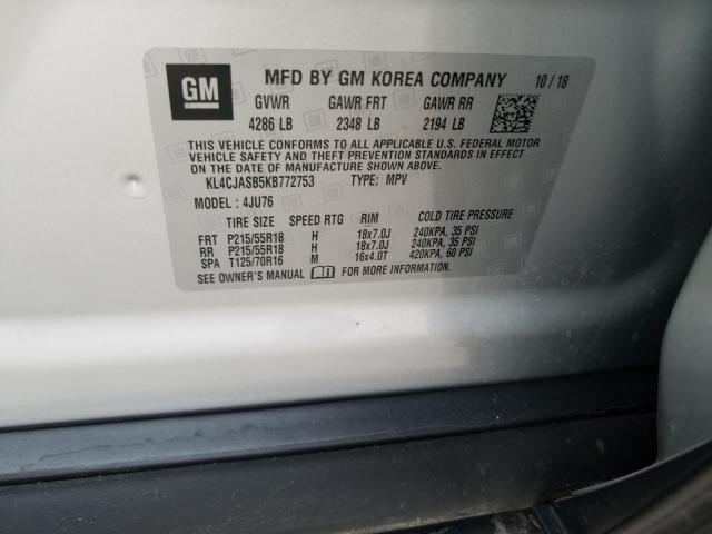 KL4CJASB5KB772753 - 2019 BUICK ENCORE PREFERRED  фото 10