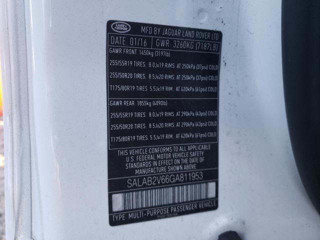 SALAB2V66GA811953 - 2016 LAND ROVER LR4 თეთრი ფოტო 13