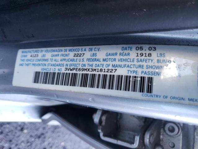 3VWPE69MX3M181227 - 2003 VOLKSWAGEN JETTA WOLFSBURG 银色 照片 12