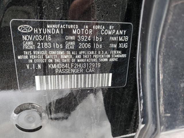 KMHD84LF2HU312919 - 2017 HYUNDAI ELANTRA SE BLACK photo 12