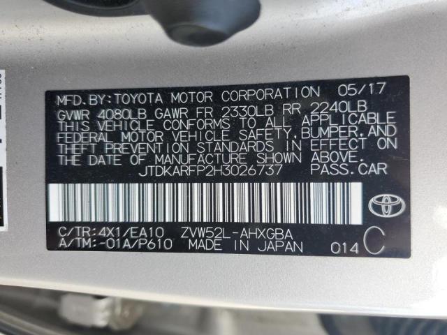 JTDKARFP2H3026737 - 2017 TOYOTA PRIUS PRIM 银色 照片 12