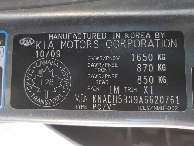 KNADH5B39A6620761 - 2010 KIA RIO LX GRAY photo 12