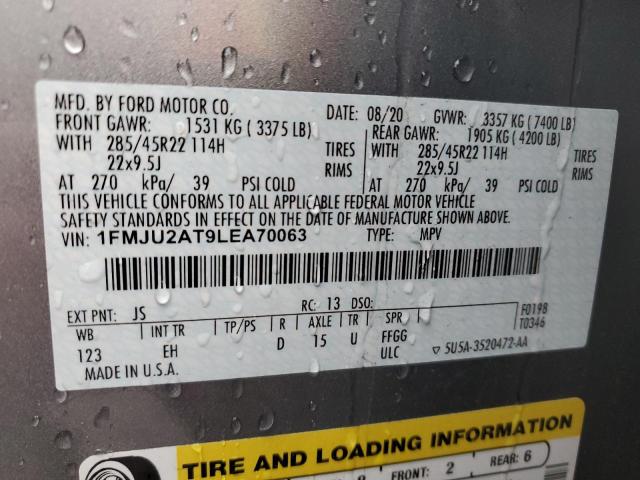 1FMJU2AT9LEA70063 - 2020 FORD EXPEDITION LIMITED SILVER photo 13