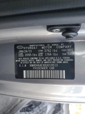 KMHDH6AEXDU019513 - 2013 HYUNDAI ELANTRA CO GS SILVER photo 13