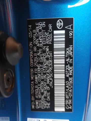 JTKJF5C79E3087341 - 2014 TOYOTA SCION TC BLUE photo 12