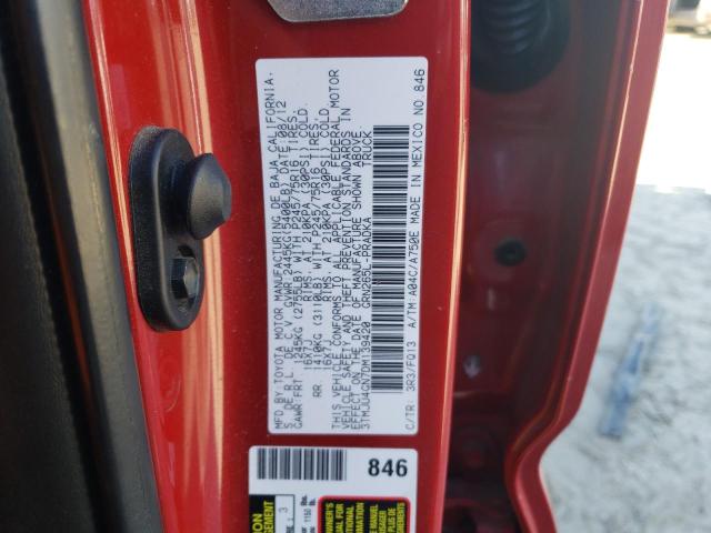 3TMJU4GN7DM139420 - 2013 TOYOTA TACOMA DOUBLE CAB PRERUNNER RED photo 12