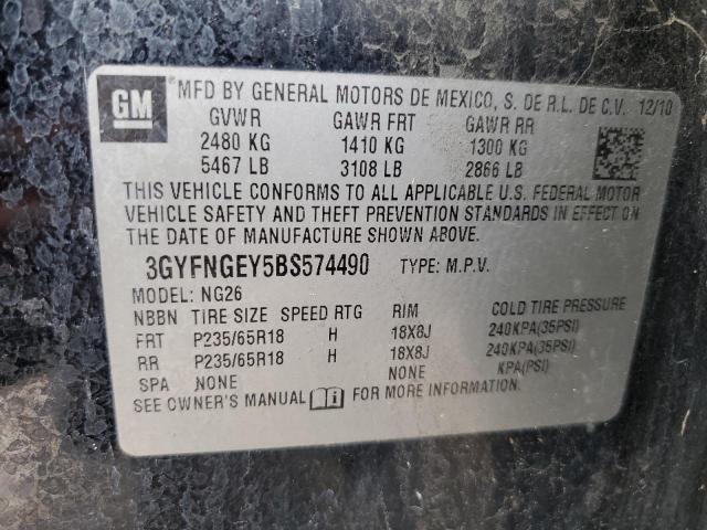 3GYFNGEY5BS574490 - 2011 CADILLAC SRX BLACK photo 12