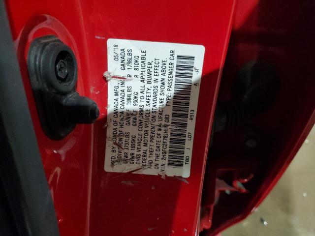 2HGFC2F78JH566083 - 2018 HONDA CIVIC EX RED photo 13