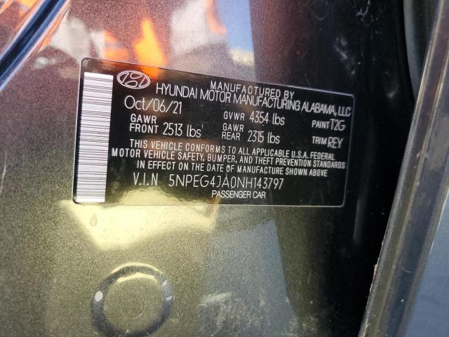 5NPEG4JA0NH143797 - 2022 HYUNDAI SONATA SE GRAY photo 13