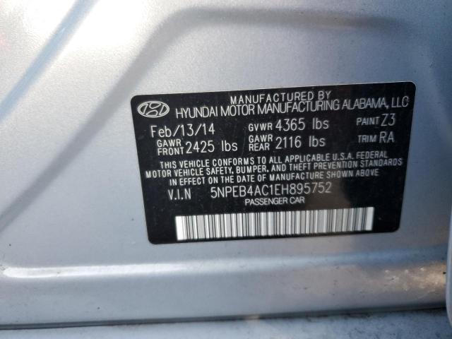 5NPEB4AC1EH895752 - 2014 HYUNDAI SONATA GLS BLUE photo 12