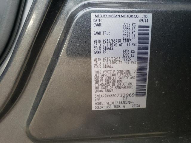 5N1AR2MN8EC732969 - 2014 NISSAN PATHFINDER S CHARCOAL photo 13