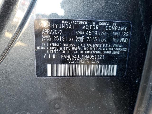 KMHL54JJ9NA051121 - 2022 HYUNDAI SONATA HYBRID GRAY photo 12