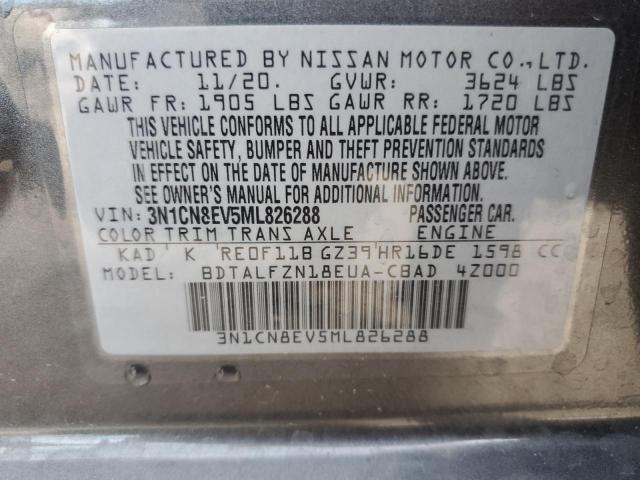 3N1CN8EV5ML826288 - 2021 NISSAN VERSA SV GRAY photo 13