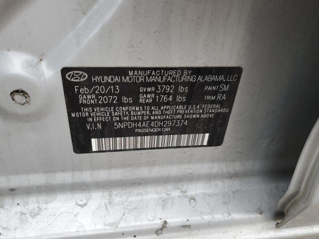 5NPDH4AE4DH297374 - 2013 HYUNDAI ELANTRA GLS SILVER photo 12