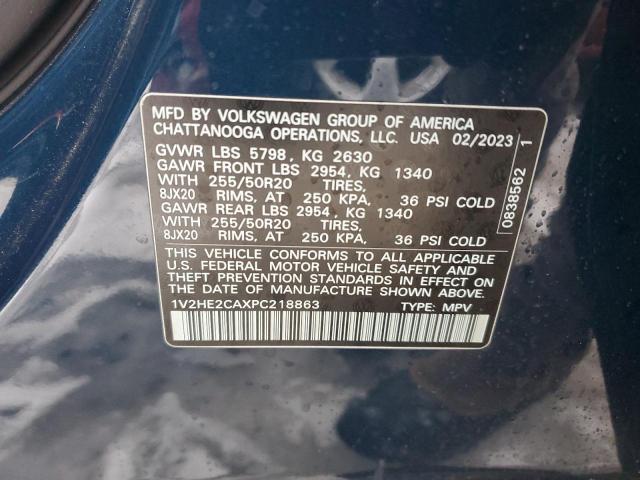 1V2HE2CAXPC218863 - 2023 VOLKSWAGEN ATLAS CROS SE BLUE photo 12