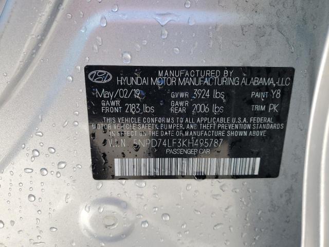 5NPD74LF3KH495787 - 2019 HYUNDAI ELANTRA SE SILVER photo 12