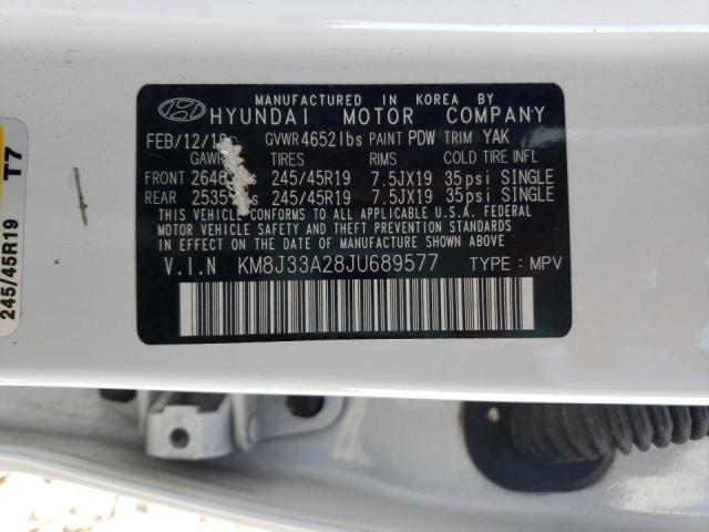 KM8J33A28JU689577 - 2018 HYUNDAI TUCSON VALUE WHITE photo 13