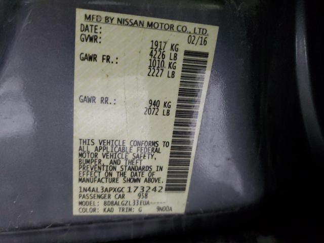 1N4AL3APXGC173242 - 2016 NISSAN ALTIMA 2.5 GRAY photo 12