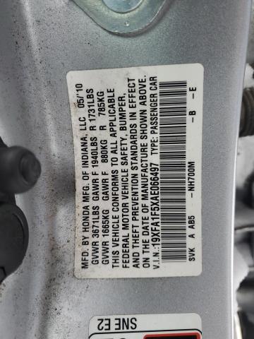 19XFA1F5XAE066497 - 2010 HONDA CIVIC LX SILVER photo 12