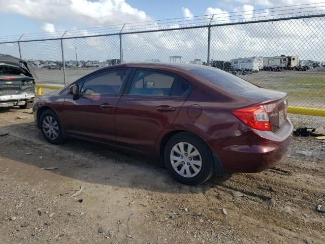 19XFB2F57CE092576 - 2012 HONDA CIVIC LX BURGUNDY photo 2