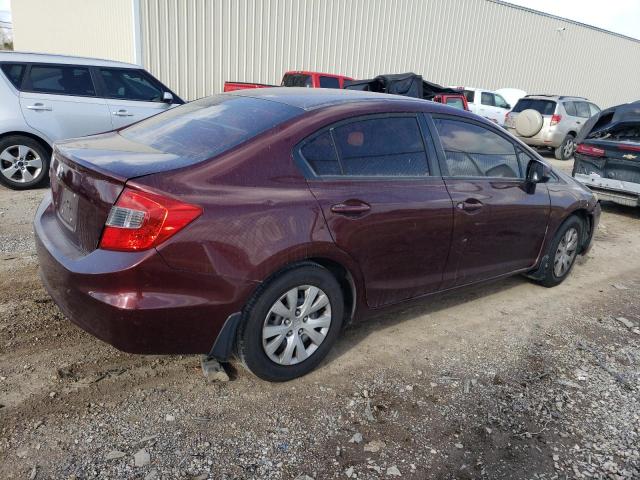 19XFB2F57CE092576 - 2012 HONDA CIVIC LX BURGUNDY photo 3