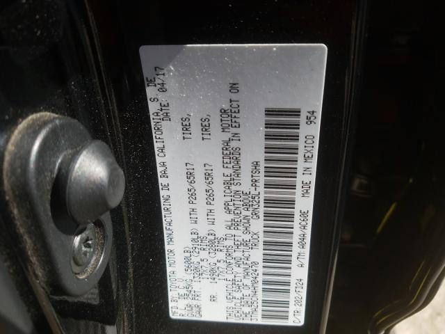 3TMAZ5CN4HM042470 - 2017 TOYOTA TACOMA DOUBLE CAB  照片 10