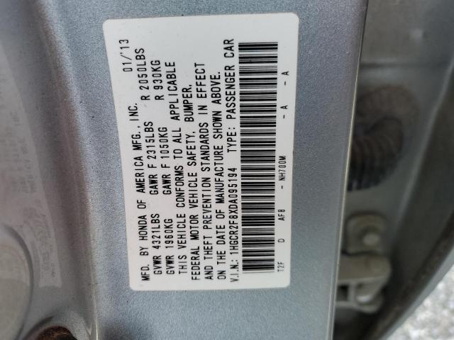 1HGCR2F8XDA095194 - 2013 HONDA ACCORD EXL SILVER photo 12