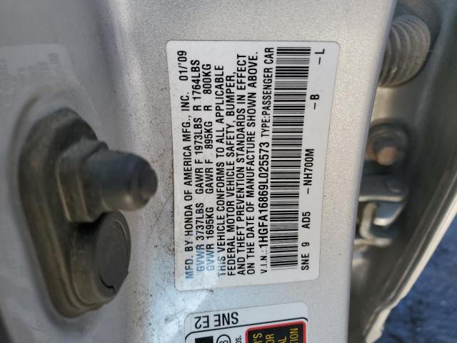 1HGFA16869L025573 - 2009 HONDA CIVIC EX SILVER photo 12