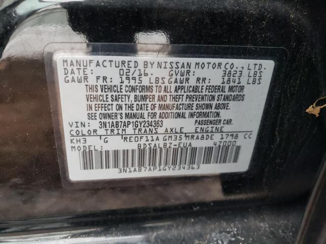 3N1AB7AP1GY234363 - 2016 NISSAN SENTRA S BLACK photo 12