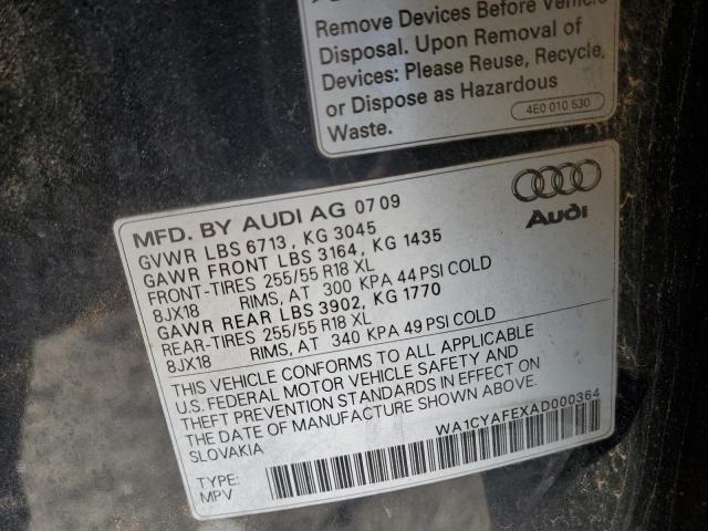 WA1CYAFEXAD000364 - 2010 AUDI Q7 PREMIUM BLACK photo 12