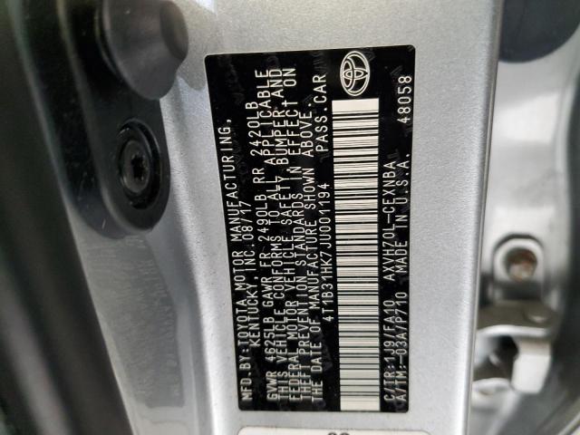 4T1B31HK7JU001194 - 2018 TOYOTA CAMRY LE SILVER photo 12