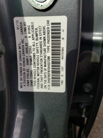 2HGFB2F87DH527288 - 2013 HONDA CIVIC EX GRAY photo 13