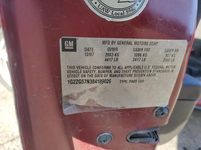 1G2ZG57N384189026 - 2008 PONTIAC G6 BASE RED photo 12