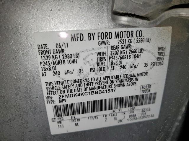 2FMDK4KC1BBB41537 - 2011 FORD EDGE LIMITED WHITE photo 13