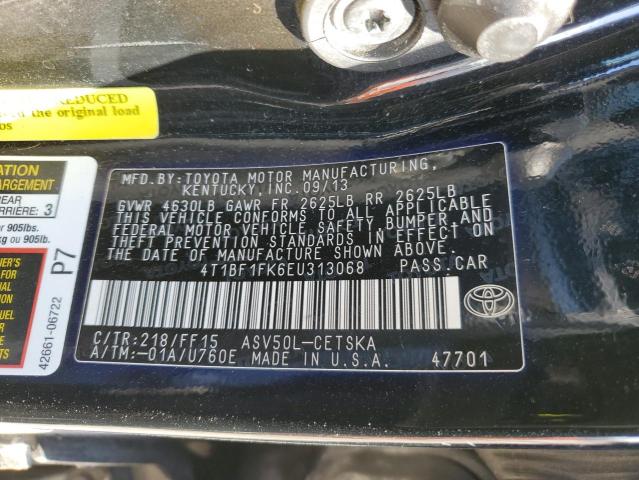 4T1BF1FK6EU313068 - 2014 TOYOTA CAMRY L BLACK photo 12