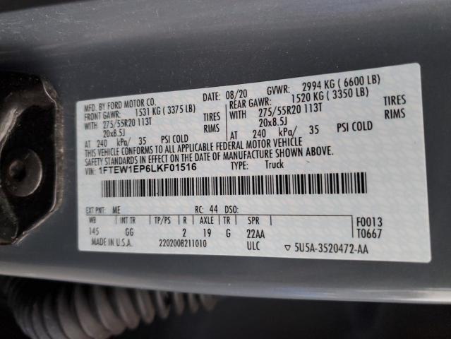 1FTEW1EP6LKF01516 - 2020 FORD F150 SUPERCREW GRAY photo 12