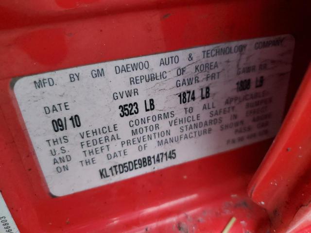 KL1TD5DE9BB147145 - 2011 CHEVROLET AVEO LS Qırmızı foto 12