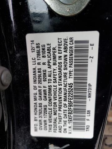 19XFB2F95FE225245 - 2015 HONDA CIVIC EXL შავი ფოტო 13