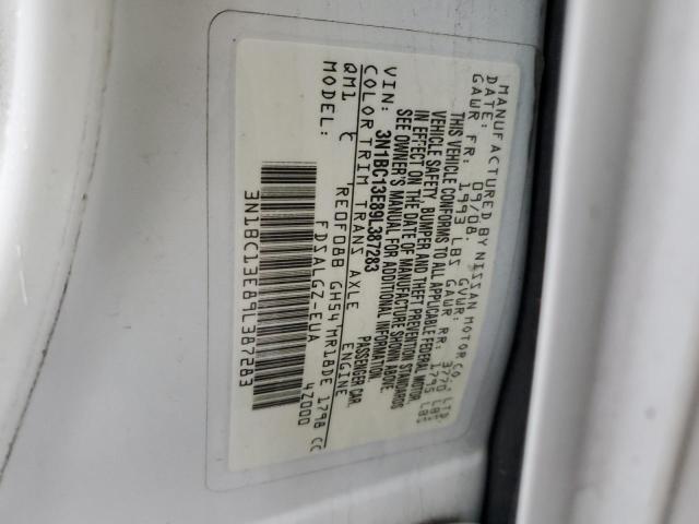 3N1BC13E89L387283 - 2009 NISSAN VERSA S WHITE photo 12