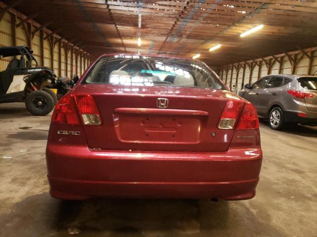 2HGES16305H033351 - 2005 HONDA CIVIC DX VP BURGUNDY photo 6